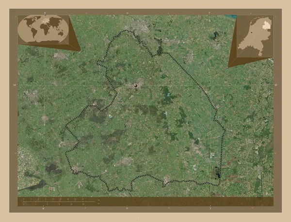 Drenthe Provinsen Nederländerna Lågupplöst Satellitkarta Hjälpkartor För Hörnen — Stockfoto