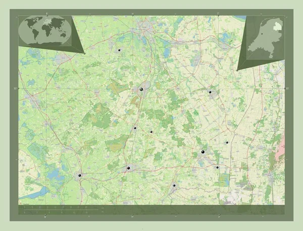Drenthe Επαρχία Κάτω Χωρών Χάρτης Του Δρόμου Τοποθεσίες Μεγάλων Πόλεων — Φωτογραφία Αρχείου
