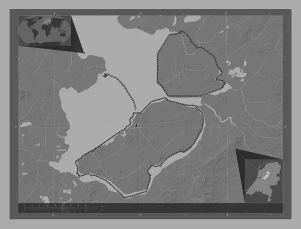 Flevoland Provincie Nizozemsko Mapa Nadmořské Výšky Jezery Řekami Pomocné Mapy — Stock fotografie
