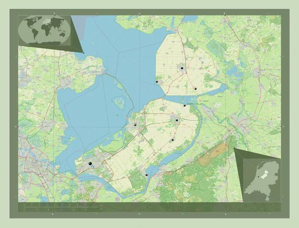 Flevoland Επαρχία Κάτω Χωρών Χάρτης Του Δρόμου Τοποθεσίες Μεγάλων Πόλεων — Φωτογραφία Αρχείου
