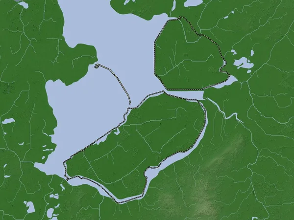 オランダのフレヴォランド州 湖や川とWikiスタイルで着色された標高マップ — ストック写真
