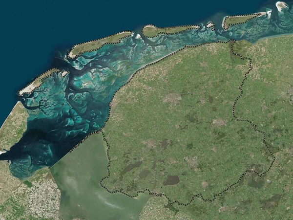Frisia Provincia Países Bajos Mapa Satelital Baja Resolución — Foto de Stock