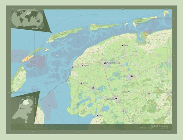 Frísia Província Dos Países Baixos Abrir Mapa Rua Locais Nomes — Fotografia de Stock
