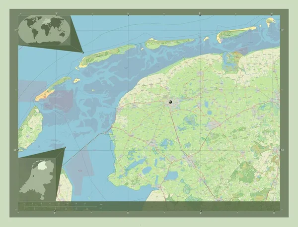 Friesland Provinsen Nederländerna Öppna Gatukartan Hjälpkartor För Hörnen — Stockfoto