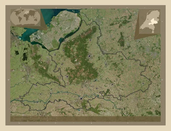 Gelderland Prowincja Holandii Mapa Satelity Wysokiej Rozdzielczości Lokalizacje Dużych Miast — Zdjęcie stockowe