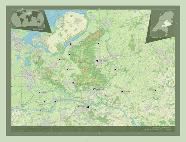 Гелдерланд Провінція Нідерланди Відкрита Карта Вулиць Місця Розташування Назви Великих — стокове фото