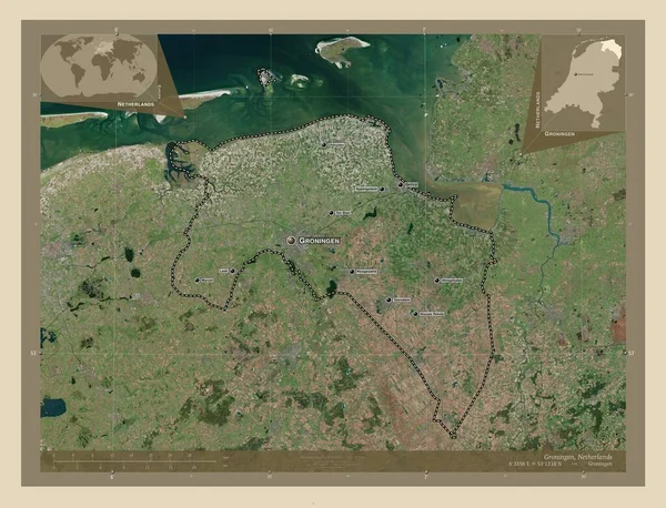 Гронинген Провинция Нидерландов Спутниковая Карта Высокого Разрешения Места Названия Крупных — стоковое фото