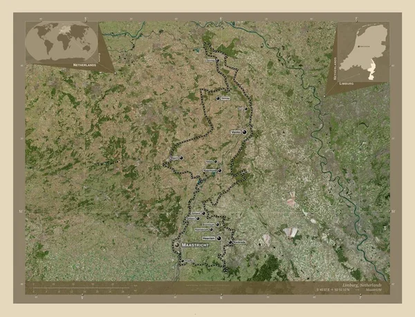 Лімбург Провінція Нідерланди Супутникова Карта Високої Роздільної Здатності Місця Розташування — стокове фото