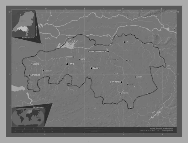 Noord Brabant Provincia Holanda Mapa Elevación Bilevel Con Lagos Ríos —  Fotos de Stock