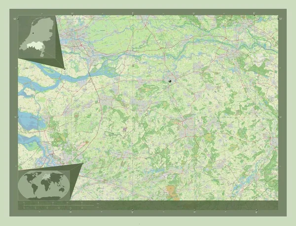 オランダ ブラバント州出身 ストリートマップを開く コーナー補助位置図 — ストック写真