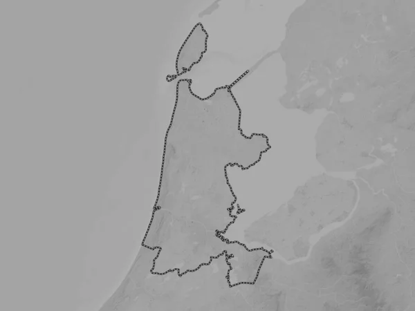 Noord Holland Provinz Niederlande Graustufen Höhenkarte Mit Seen Und Flüssen — Stockfoto