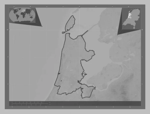 Olanda Settentrionale Provincia Dei Paesi Bassi Mappa Elevazione Scala Grigi — Foto Stock