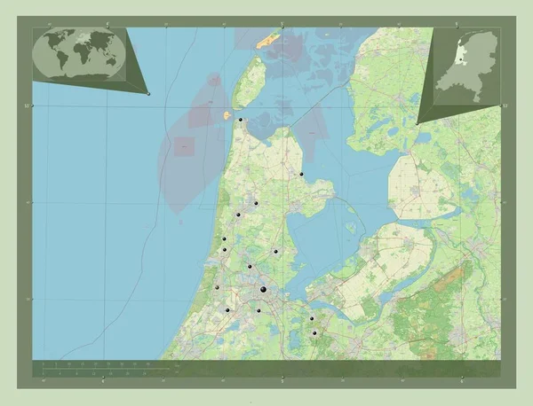 Noord Holland Επαρχία Κάτω Χωρών Χάρτης Του Δρόμου Τοποθεσίες Μεγάλων — Φωτογραφία Αρχείου