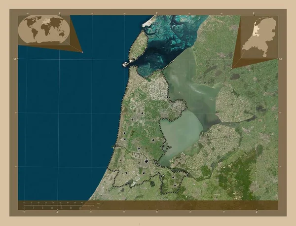Noord Holland Επαρχία Κάτω Χωρών Δορυφορικός Χάρτης Χαμηλής Ανάλυσης Τοποθεσίες — Φωτογραφία Αρχείου