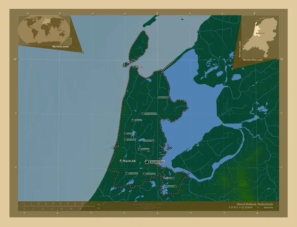 Olanda Settentrionale Provincia Dei Paesi Bassi Mappa Elevazione Colorata Con — Foto Stock