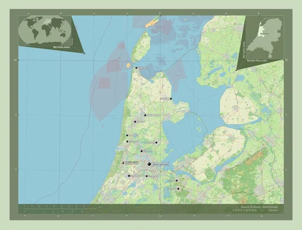 Noord Holland Provincie Nederland Open Plattegrond Locaties Namen Van Grote — Stockfoto
