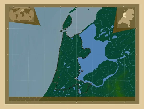 Noord Holland Província Holanda Mapa Elevação Colorido Com Lagos Rios — Fotografia de Stock