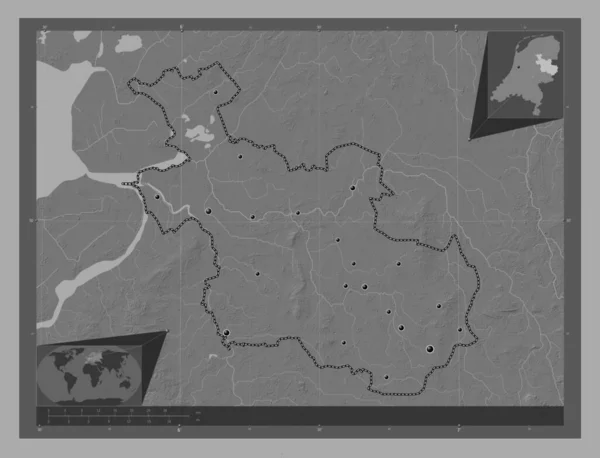 Overijssel Provincia Países Bajos Mapa Elevación Bilevel Con Lagos Ríos —  Fotos de Stock