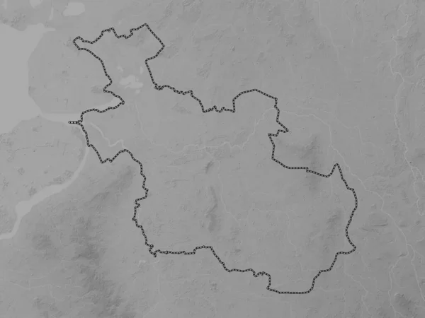 荷兰省Overijssel 带有湖泊和河流的灰度高程图 — 图库照片