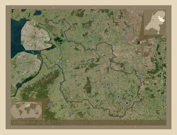 Overijssel Prowincja Niderlandów Mapa Satelity Wysokiej Rozdzielczości Lokalizacje Dużych Miast — Zdjęcie stockowe