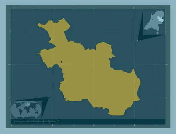 Overijssel Επαρχία Κάτω Χωρών Ατόφιο Χρώμα Γωνιακοί Χάρτες Βοηθητικής Θέσης — Φωτογραφία Αρχείου