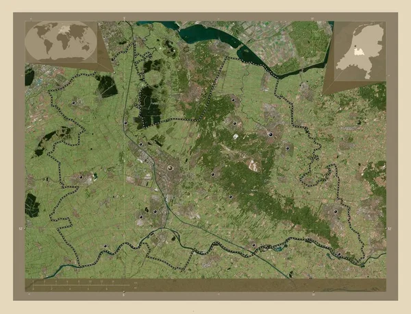Utrecht Prowincja Niderlandów Mapa Satelity Wysokiej Rozdzielczości Lokalizacje Dużych Miast — Zdjęcie stockowe