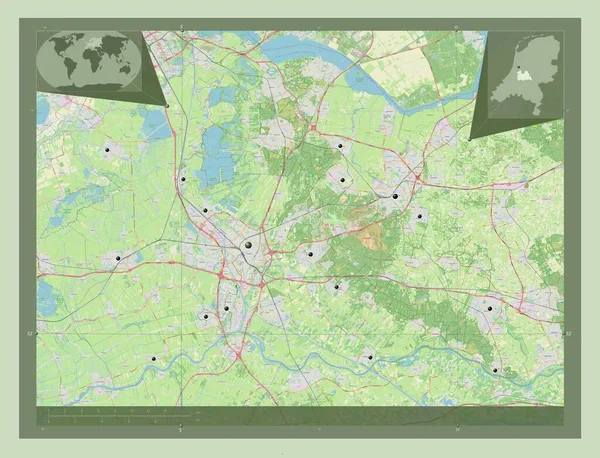 Ουτρέχτη Επαρχία Κάτω Χωρών Χάρτης Του Δρόμου Τοποθεσίες Μεγάλων Πόλεων — Φωτογραφία Αρχείου