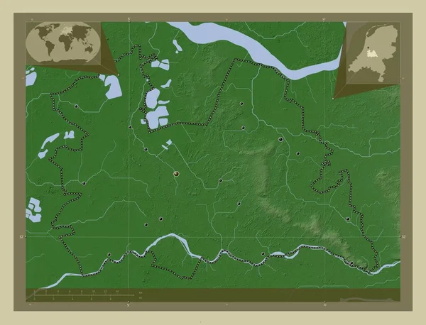 Утрехт Провинция Нидерландов Карта Высоты Окрашенная Вики Стиле Озерами Реками — стоковое фото