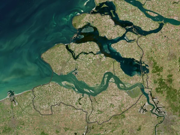 Zeeland Provinsen Nederländerna Högupplöst Satellitkarta — Stockfoto