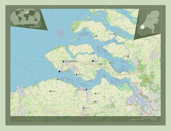 Zίλαντ Επαρχία Κάτω Χωρών Χάρτης Του Δρόμου Τοποθεσίες Και Ονόματα — Φωτογραφία Αρχείου