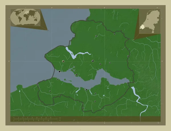 Zeeland Provincie Nizozemsko Zdvihová Mapa Zbarvená Stylu Wiki Jezery Řekami — Stock fotografie