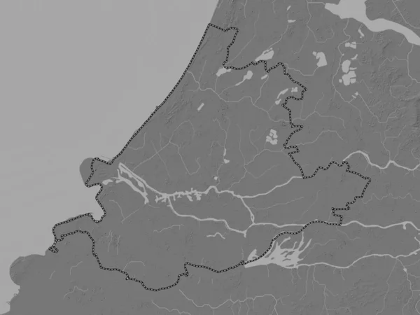 Zuid Holland Провінція Нідерландів Мапа Висот Озерами Річками — стокове фото
