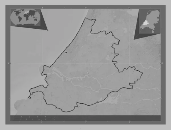 Zuid Holland Provincia Holanda Mapa Elevación Escala Grises Con Lagos —  Fotos de Stock