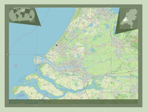 Zuid Holland Provincie Nederland Open Plattegrond Hulplocatiekaarten Hoek — Stockfoto