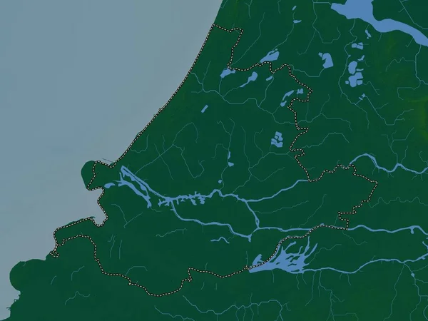 Zuid Holland Provincia Holanda Mapa Elevación Colores Con Lagos Ríos — Foto de Stock