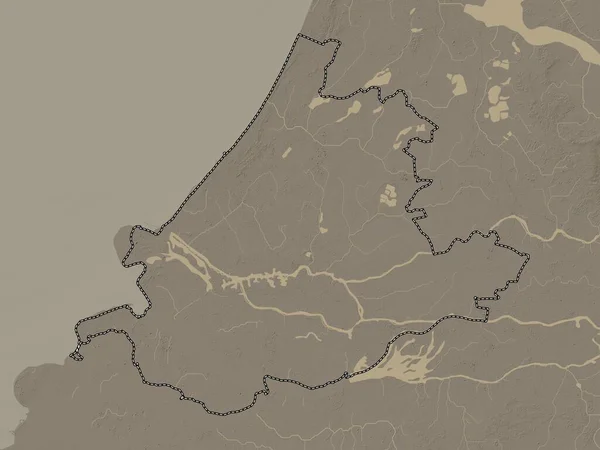 Zuid Holland Провинция Нидерландов Карта Высот Окрашенная Сепиевые Тона Озерами — стоковое фото