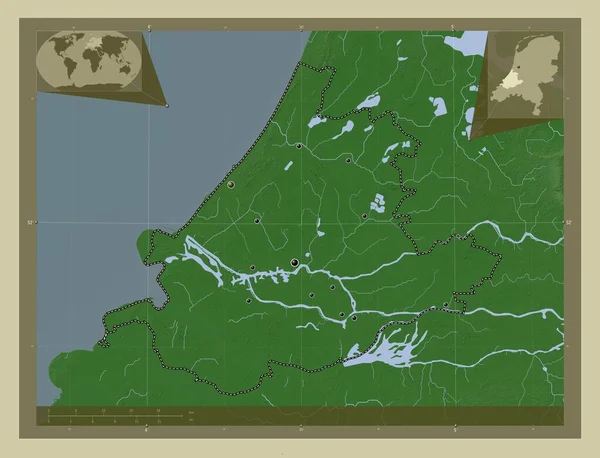 Zuid Holland Provincia Holanda Mapa Elevación Coloreado Estilo Wiki Con —  Fotos de Stock