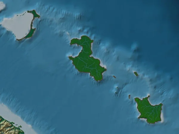 Iles Loyaute Província Nova Caledónia Mapa Elevação Colorido Com Lagos — Fotografia de Stock