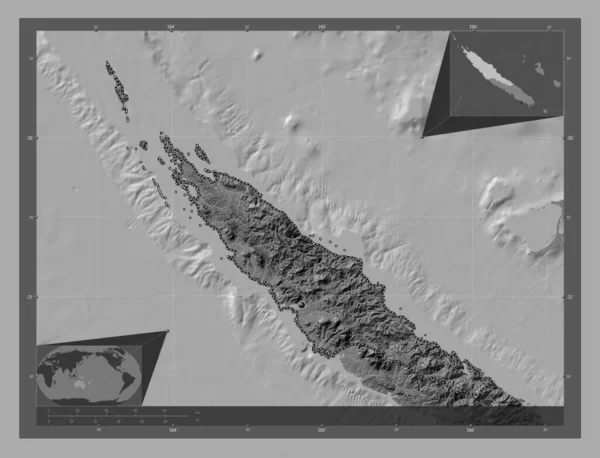 Nord Provincie Nieuw Caledonië Hoogteplattegrond Met Meren Rivieren Hulplocatiekaarten Hoek — Stockfoto