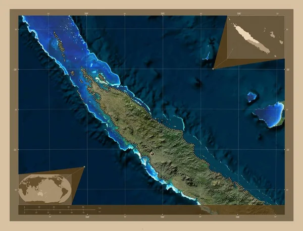 Норд Провінція Нова Каледонія Супутникова Карта Низькою Роздільною Здатністю Кутові — стокове фото
