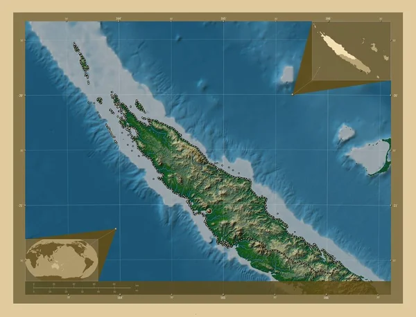 Nord Provinz Neukaledonien Farbige Übersichtskarte Mit Seen Und Flüssen Eck — Stockfoto