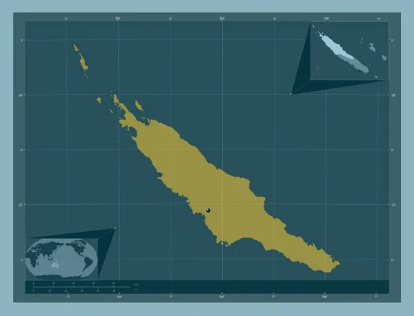 Norte Provincia Nueva Caledonia Forma Color Sólido Mapas Ubicación Auxiliares — Foto de Stock