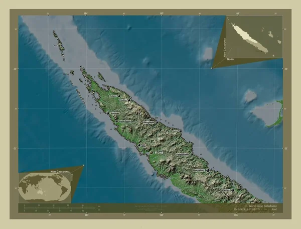 Норд Провінція Нова Каледонія Висота Карти Забарвлена Вікі Стилі Озерами — стокове фото