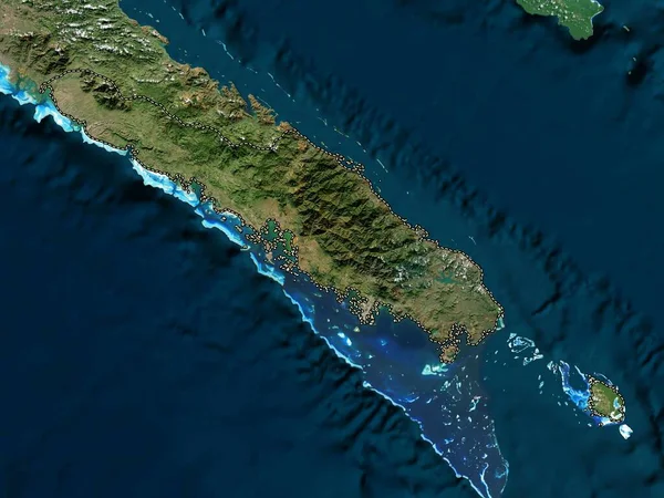 Sud Província Nova Caledónia Mapa Satélite Alta Resolução — Fotografia de Stock