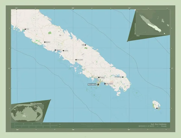 Sud Provincia Nueva Caledonia Open Street Map Ubicaciones Nombres Las —  Fotos de Stock