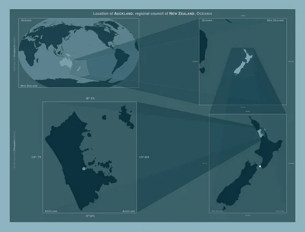 Окленд Региональный Совет Новой Зеландии Диаграмма Показывающая Расположение Региона Крупных — стоковое фото
