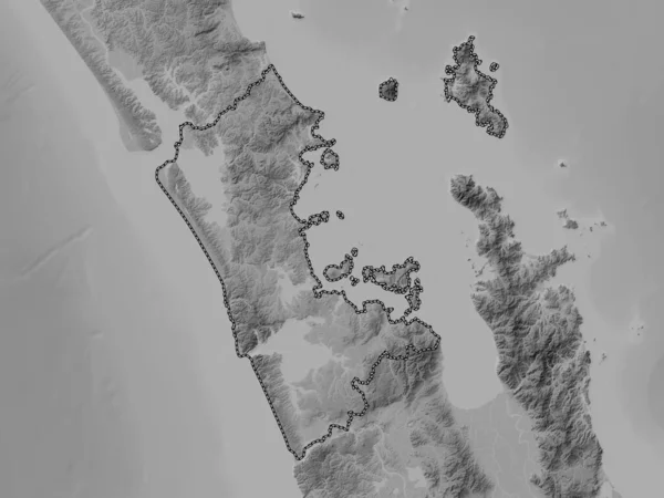 Auckland Consiglio Regionale Della Nuova Zelanda Mappa Elevazione Scala Grigi — Foto Stock
