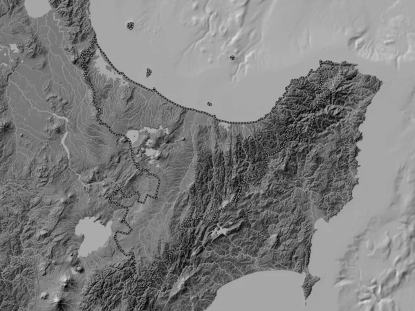 Plotbukten Nya Zeelands Regionfullmäktige Höjdkarta Över Sjöar Och Floder — Stockfoto