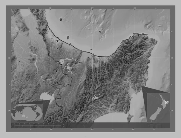 Bay Plenty Regional Council New Zealand Grayscale Elevation Map Lakes — Stock Photo, Image