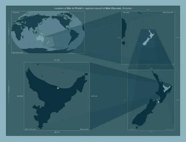 Залив Изобилия Региональный Совет Новой Зеландии Диаграмма Показывающая Расположение Региона — стоковое фото